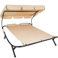 GARTENLIEGE Livorno, 215 x 183 x 150 cm, schwarz/beige - Beige/Schwarz, Kunststoff (185/175/195cm) - tectake