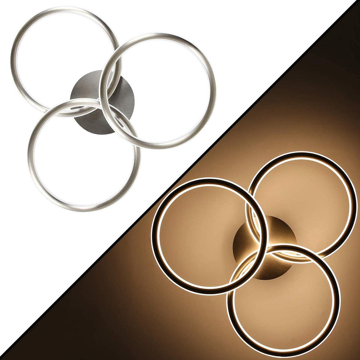 LED-DECKENLEUCHTE Luster 35/44.5/12cm - Silberfarben, Metall (44.5/35/12cm) - Nettlife