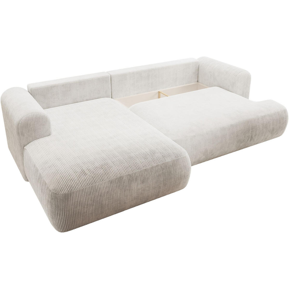 ECKSOFA Ovo Cord mit Cordbezug Weiß, links - Schwarz/Weiß, Textil (260/165cm) - Selsey