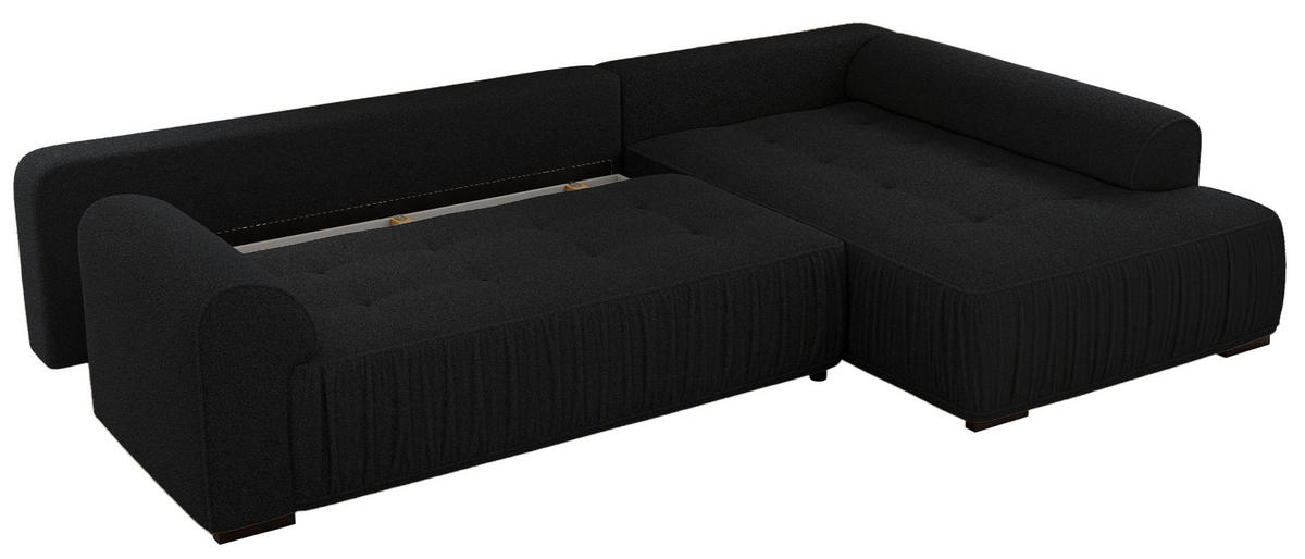 ECKSOFA ORTA Schwarz Boucle - Rechts - Schwarz, Textil (200/325cm) - MKS