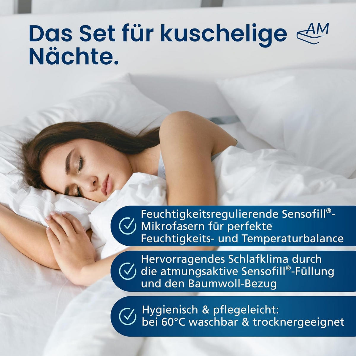 BETTWAREN SET Mikrofaser 155/220cm, Kissen 40/80 cm 2er Set - Weiß, Textil (155/220cm) - AM Qualitätsmatratzen