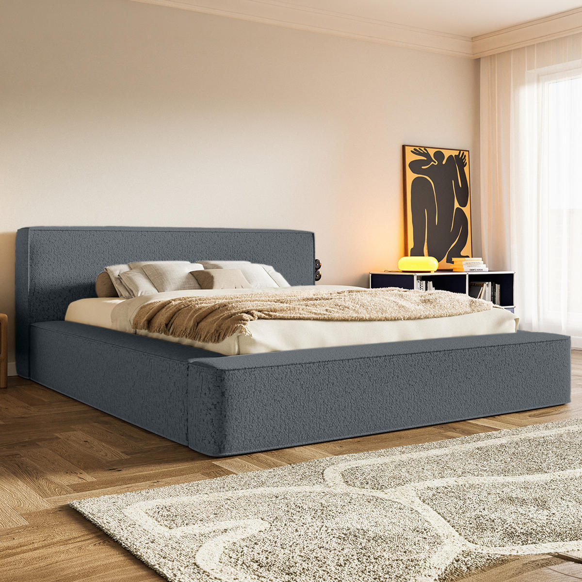 POLSTERBETT Mummo Premium 160x200 cm, Dunkelgrau - Dunkelgrau, Textil (200/160cm) - Fedve