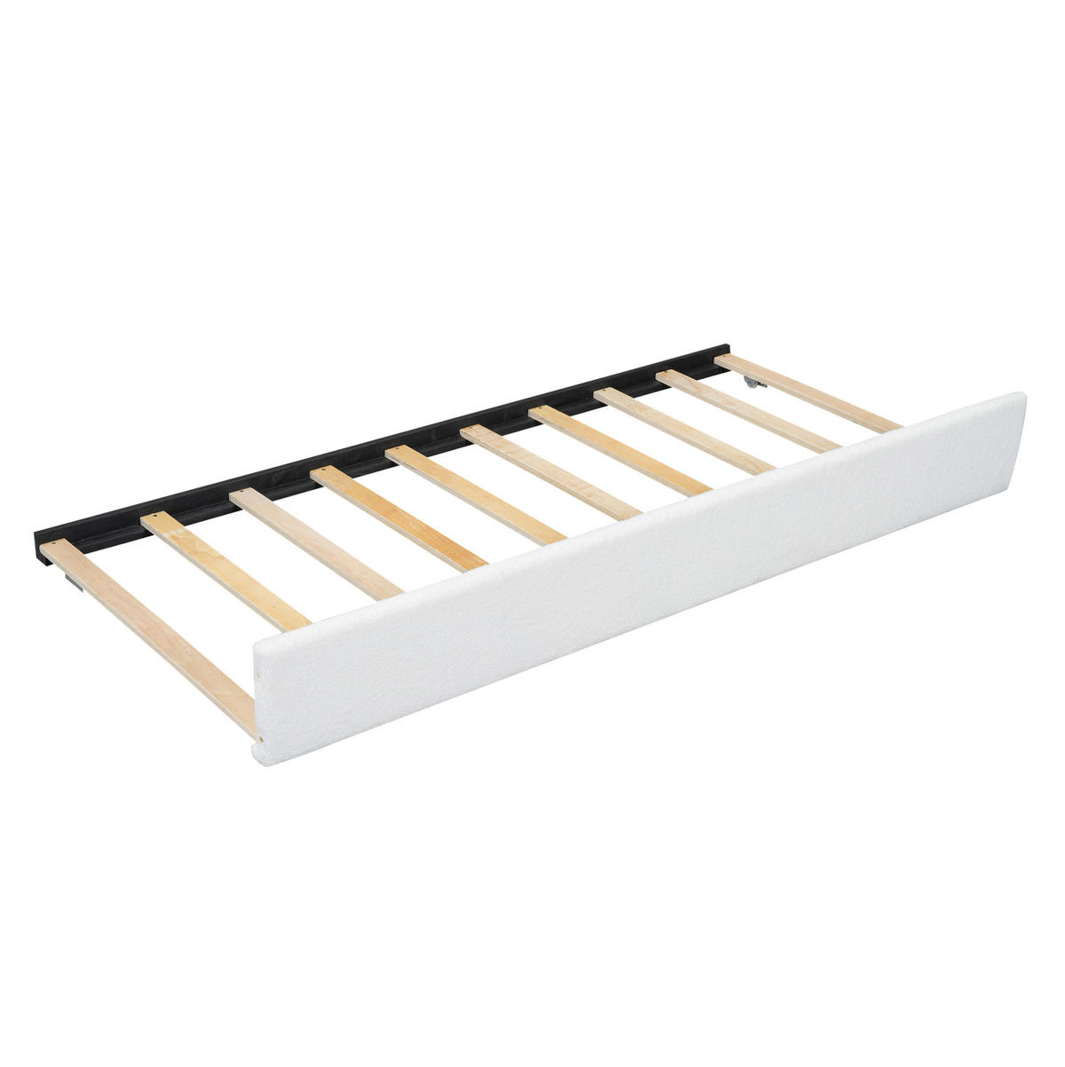 POLSTERBETT 90/200 cm aus Plüsch und MDF mit ausziehbarem Rollbett Weiß - Weiß, Textil (90/200cm) - Modenvie