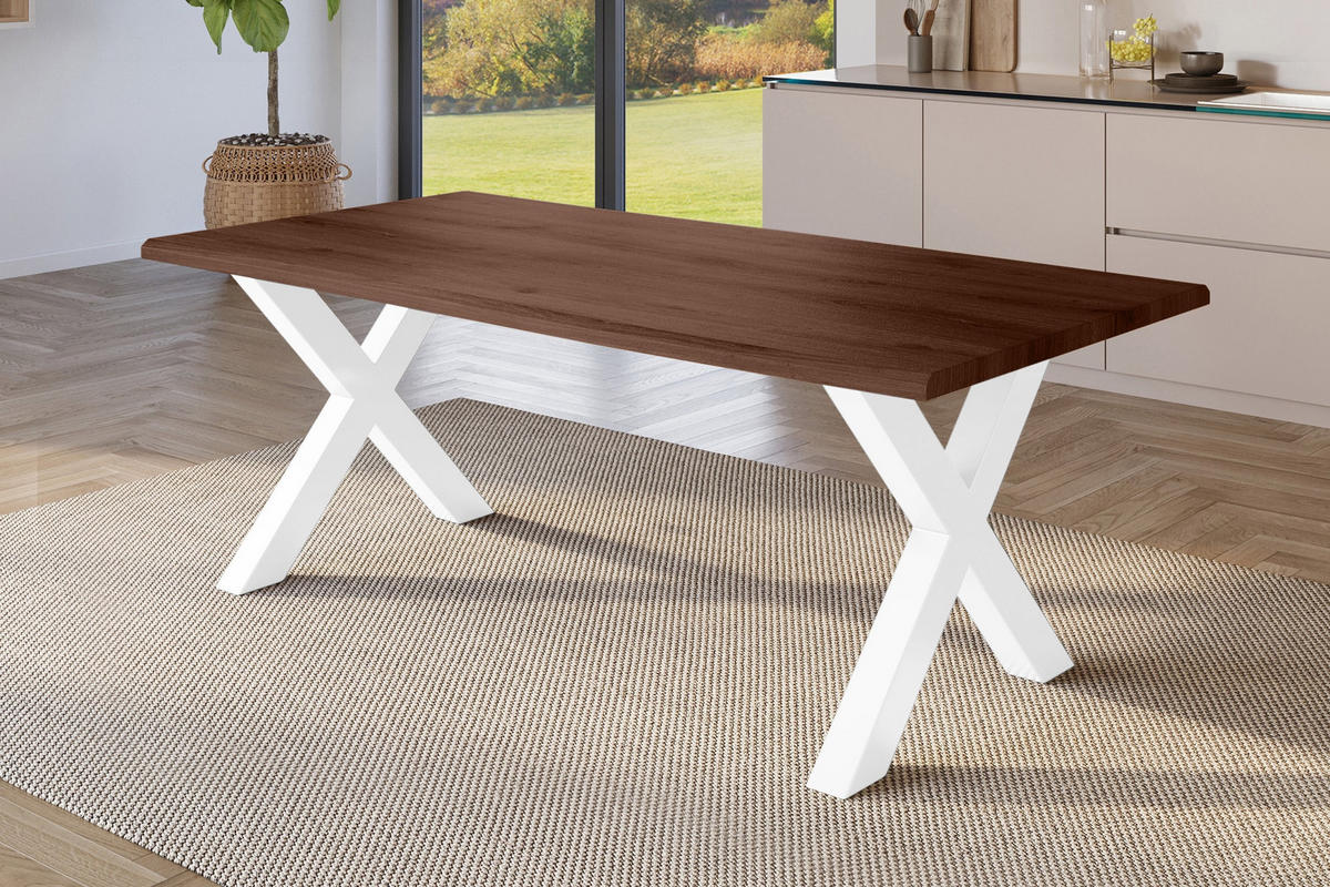 ESSTISCH JULIUS X - Nussbaumfarben/Weiß, Holz (100/240/77cm) - SAM