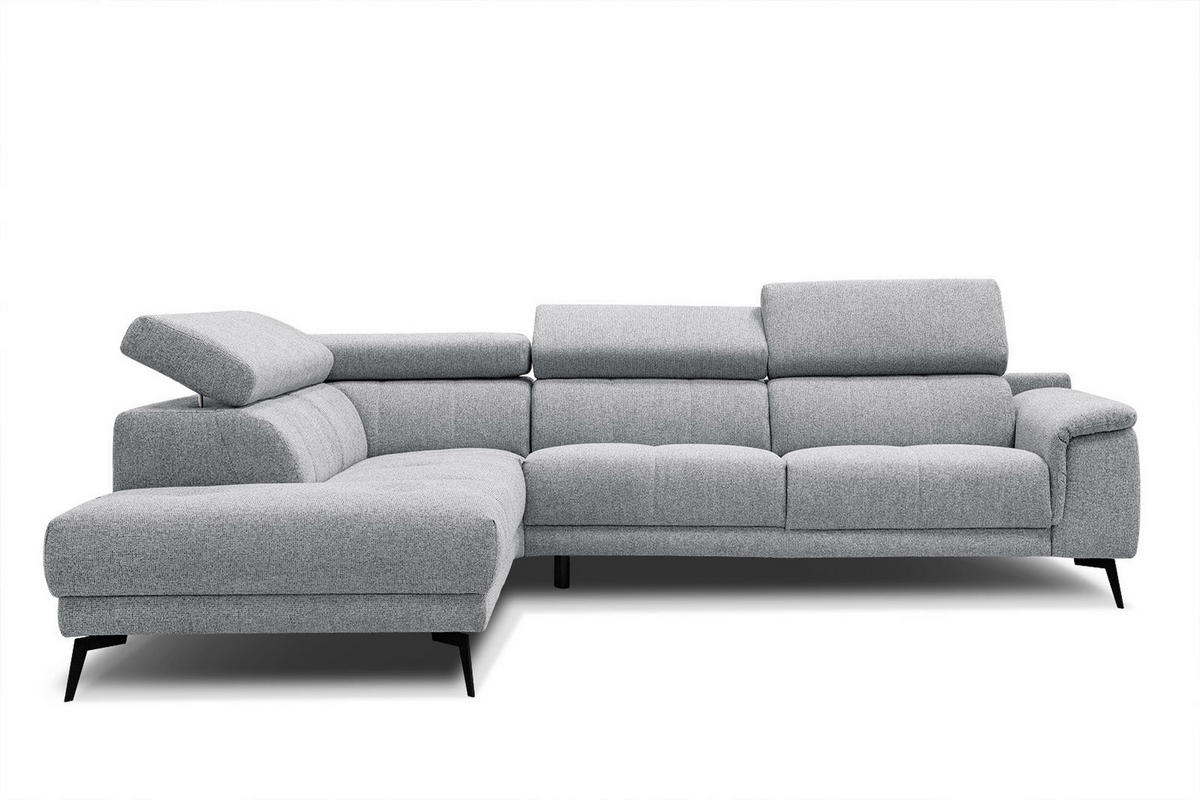 ECKSOFA FIERO 5-Sitzer, silberfarben - Silberfarben/Schwarz, Holzwerkstoff/Textil (158/269cm) - Courtois Laville