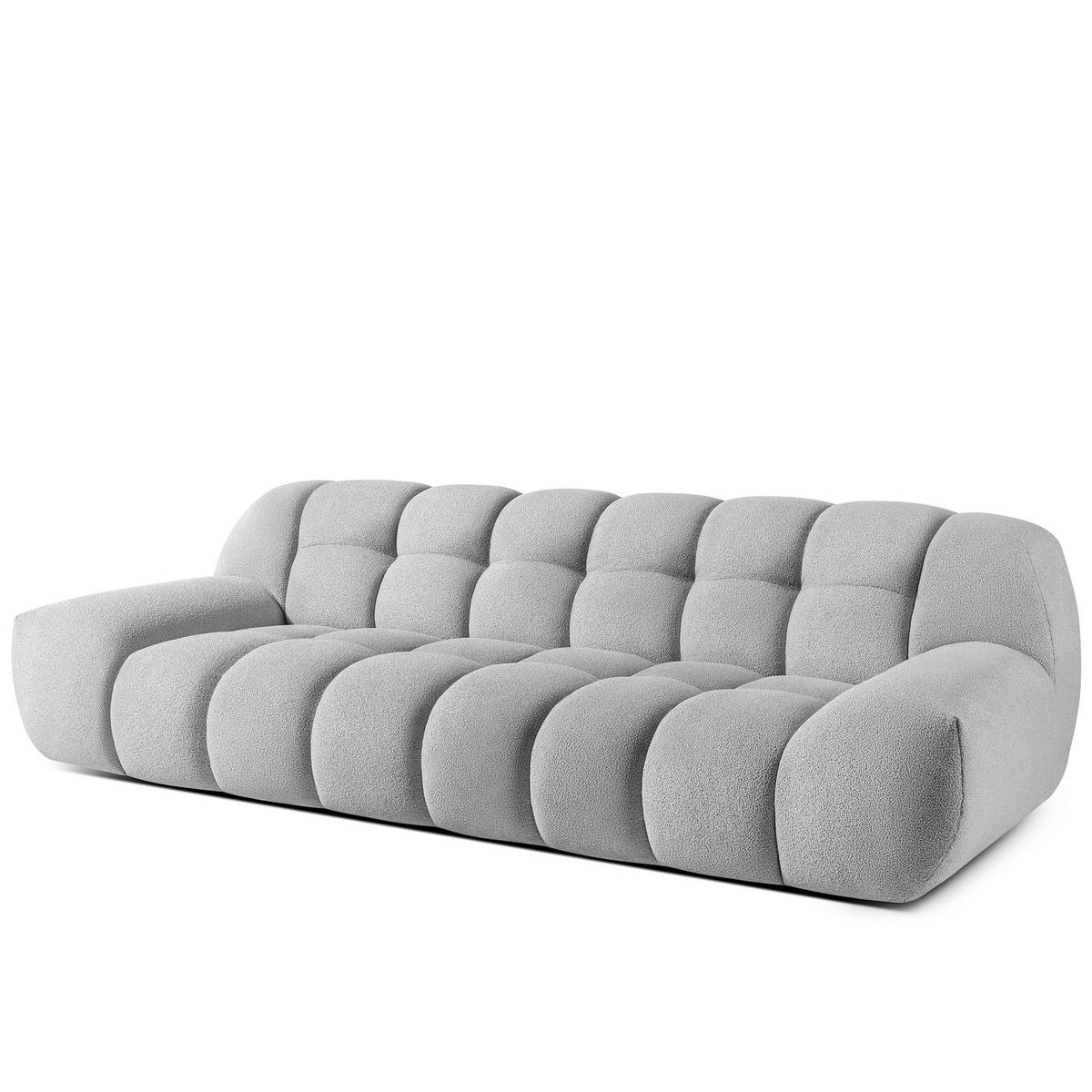 EINZELSOFA VENA Bouclé, Hellgrau - Hellgrau, Holz/Textil (254/72/105cm) - KONSIMO®