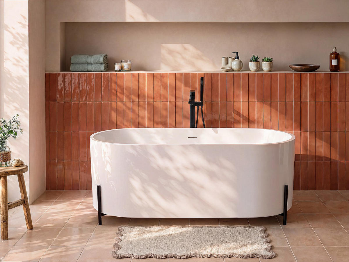 BADEWANNE - 160 cm x 73.5 cm - acryl - schwarz, weiß Alonsa - Schwarz/Weiß, Kunststoff (160/59/73.5cm) - Vente-Unique