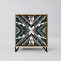SIDEBOARD DIMENSION DELIGHTS, Eichefarben, 57,5x42x67,5 cm, Schwarze Metall-Rahmenfüße - Eichefarben/Multicolor, Holzwerkstoff/Metall (57.5/67.5/42cm) - SpaceRebels