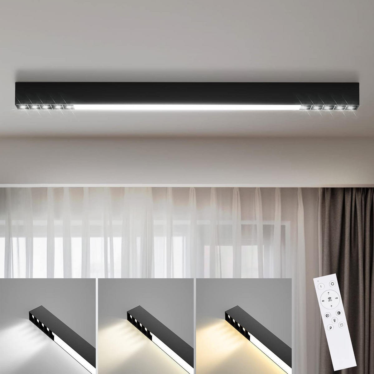 LED-DECKENLEUCHTE Ritter 80/3.5/5.5 cm - Schwarz, Metall (3.5/80/5.5cm) - Nettlife
