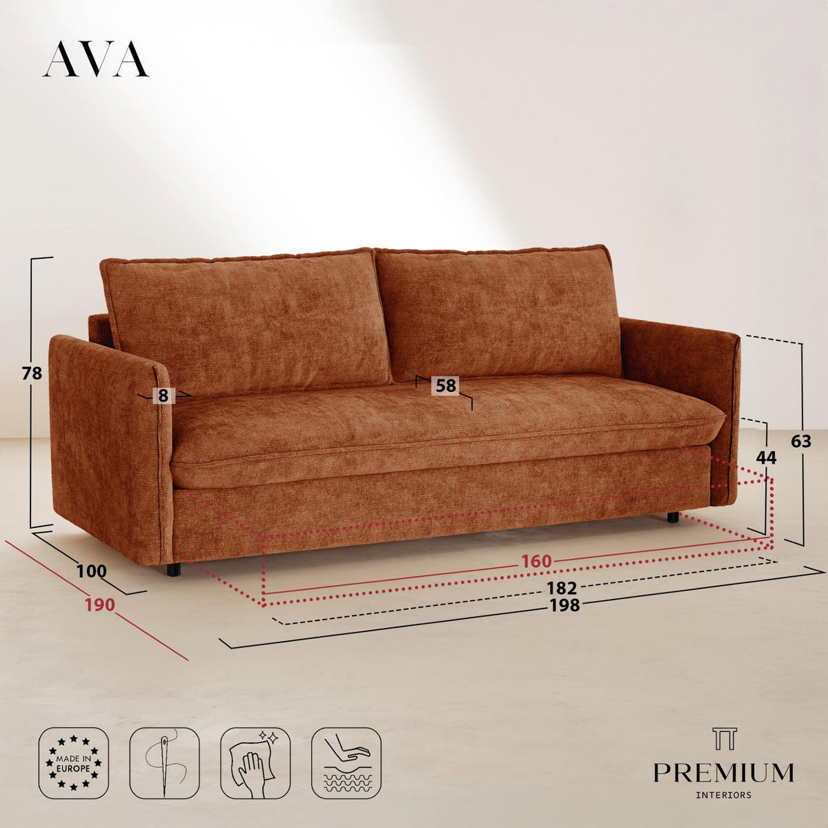 SCHLAFSOFA Express AVA Köpergewebe Vintage-Grün 198cm - Dunkelgrün/Grün, Textil (198/78/100cm) - Premium Interiors