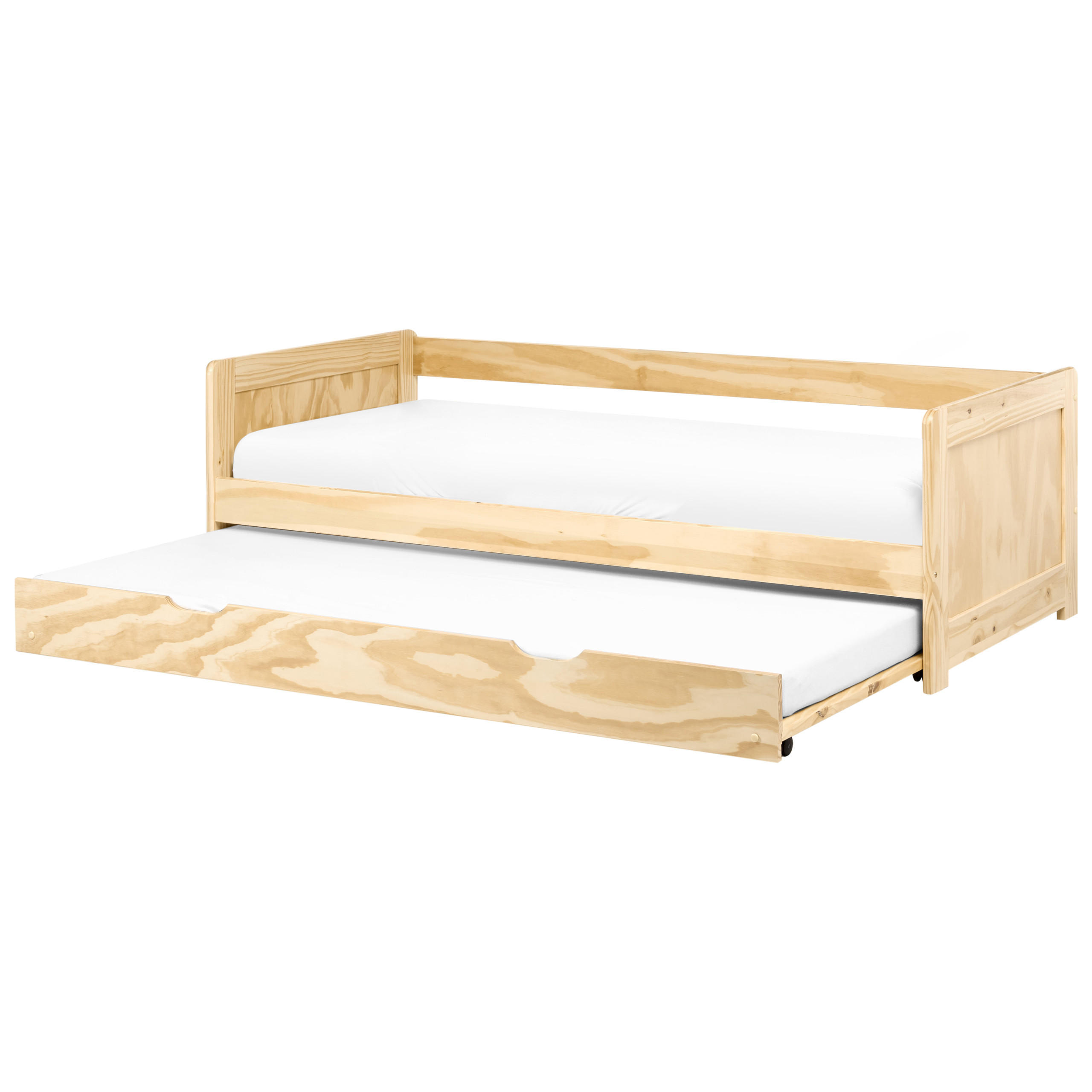 AUSZIEHBETT Kiefernholz 90/200 cm Hellbraun Gravelines - Braun, Holz (90/200cm) - Beliani