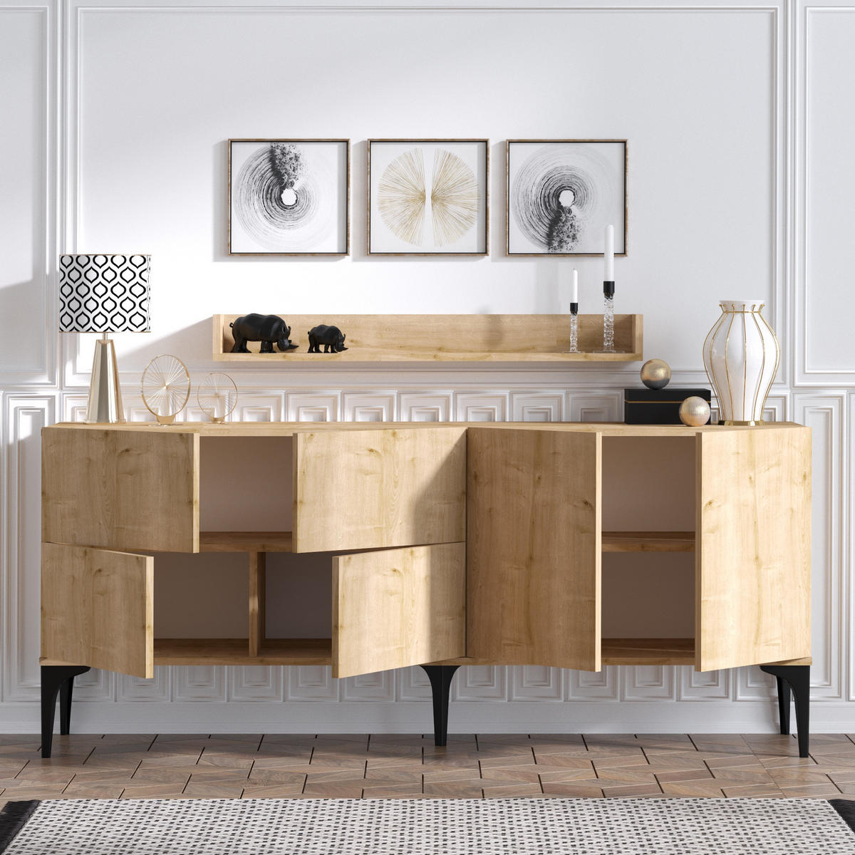 BUFFETSCHRANK stella beige - Eichefarben, Holzwerkstoff (180/55/40cm) - Habitat Garten