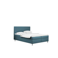 BOXBETT Mit Bettkasten Und Matratze + Topper RUGIA Stoff Velvet Grau-Blau 160x200 cm H2-Pocket - Blau, Holz/Holzwerkstoff (160/200cm) - Kaiser Möbel