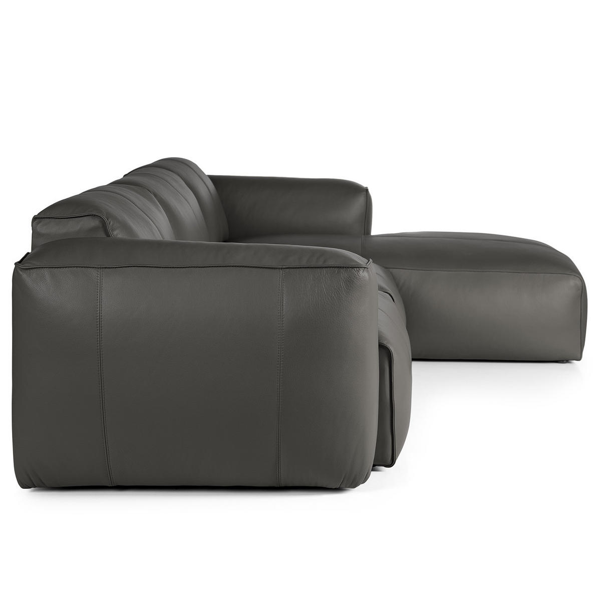 3-SITZER ECKSOFA mit Longchair - Schwarz/Grau, Leder/Kunststoff (284/173cm) - home24