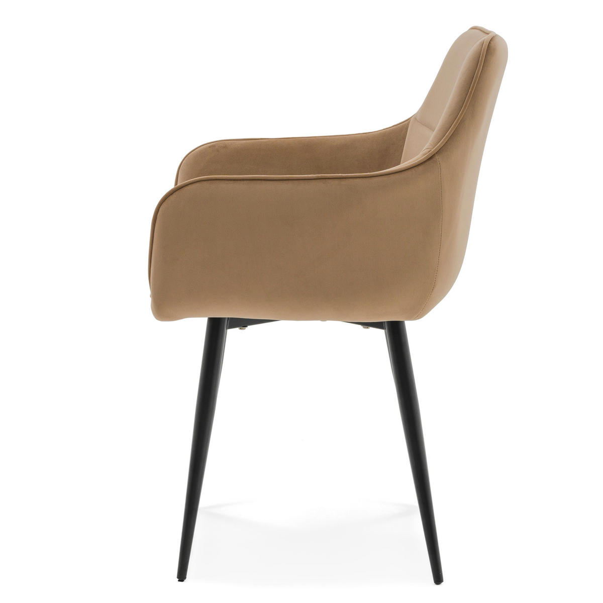 STUHL QUATTRO gepolstert mit Steppung - beige - Samt Velours - Beige/Schwarz, Textil/Metall (58/88/58cm) - NEW HOME