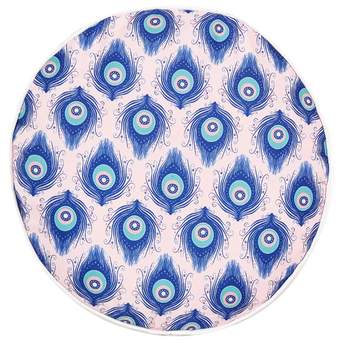 OUTDOOR-KISSEN 2er-Set Pfauenmuster blau/rosa 40 cm Ceriana - Blau, Textil (40/40cm) - Beliani
