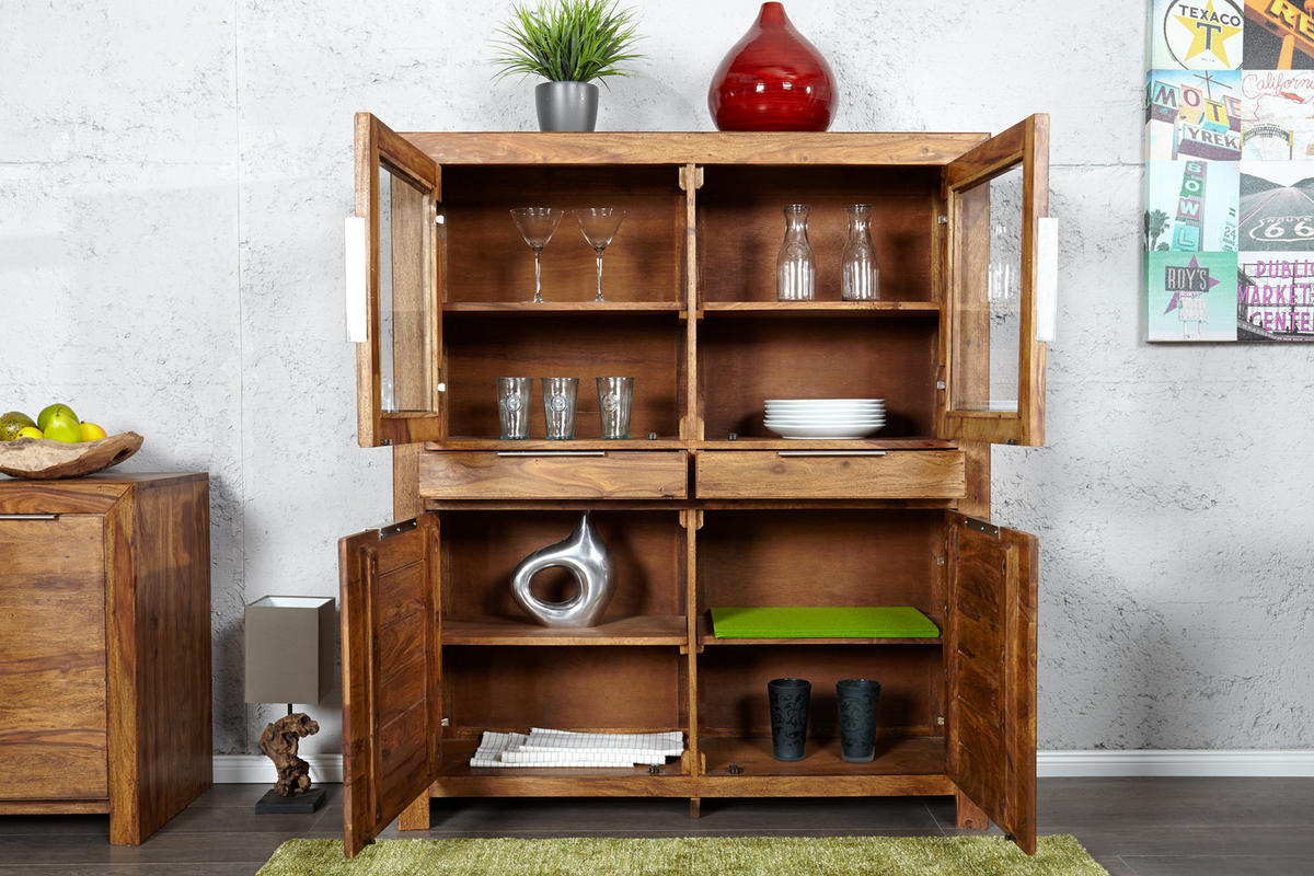 HIGHBOARD PURE Sheesham Natur 140 cm - Braun, Holz (120/140/35cm) - riess-ambiente