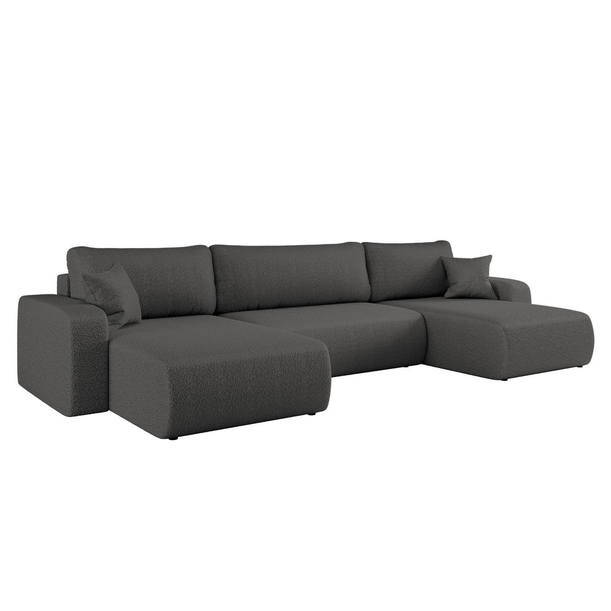 ECKSOFA U-Form Mit Schlaffunktion Und Bettkasten MILANO Stoff Graphit - Dunkelgrau, Holz (312/145cm) - Kaiser Möbel