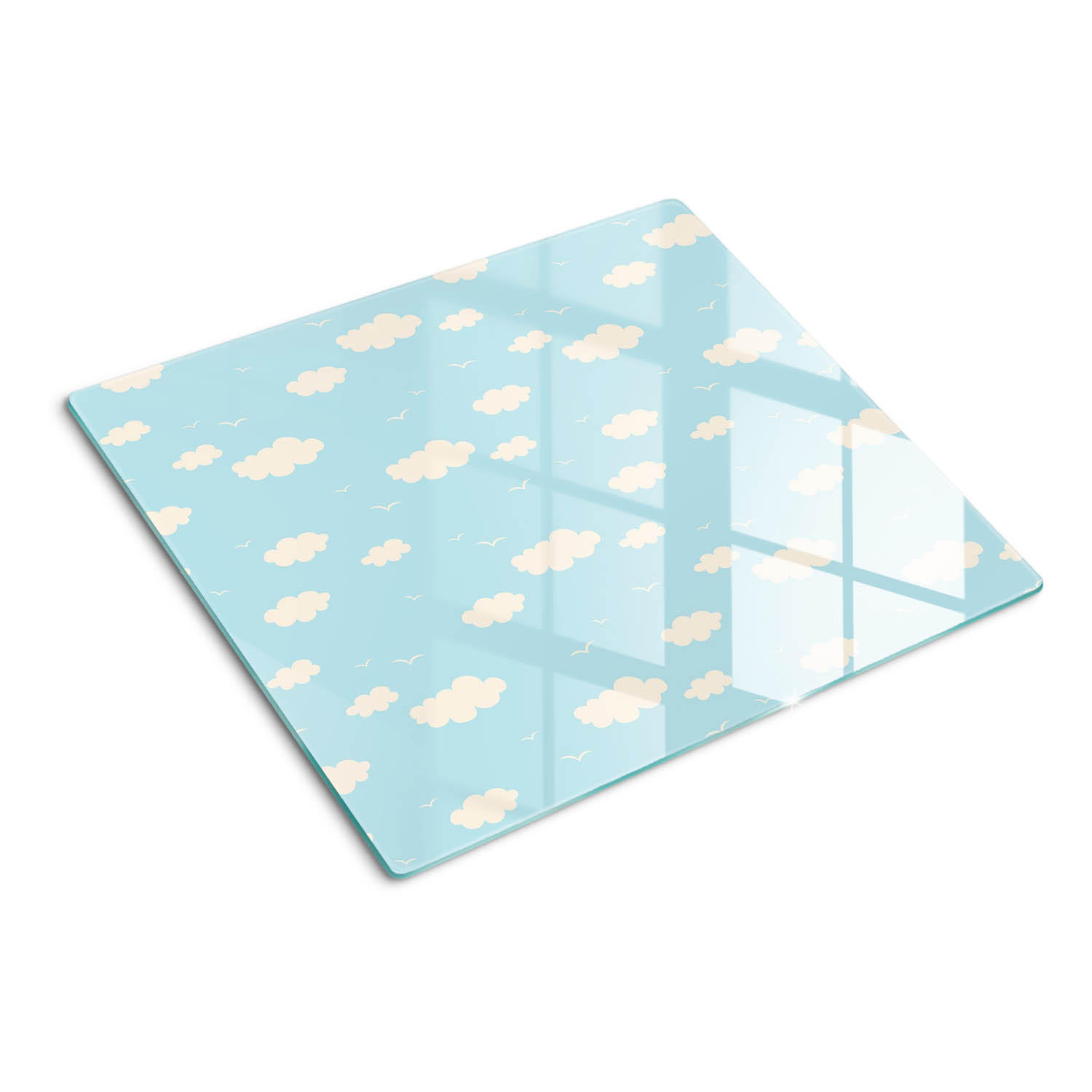 GLASPLATTE 60x52 cm Wolken - Blau, Glas (60/0.4/52cm) - TULUP