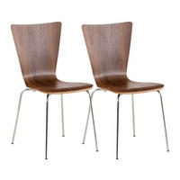BESUCHERSTUHL 2er Set Holz walnuss - Walnussfarben, Holz/Metall (43/84/50cm) - CLP