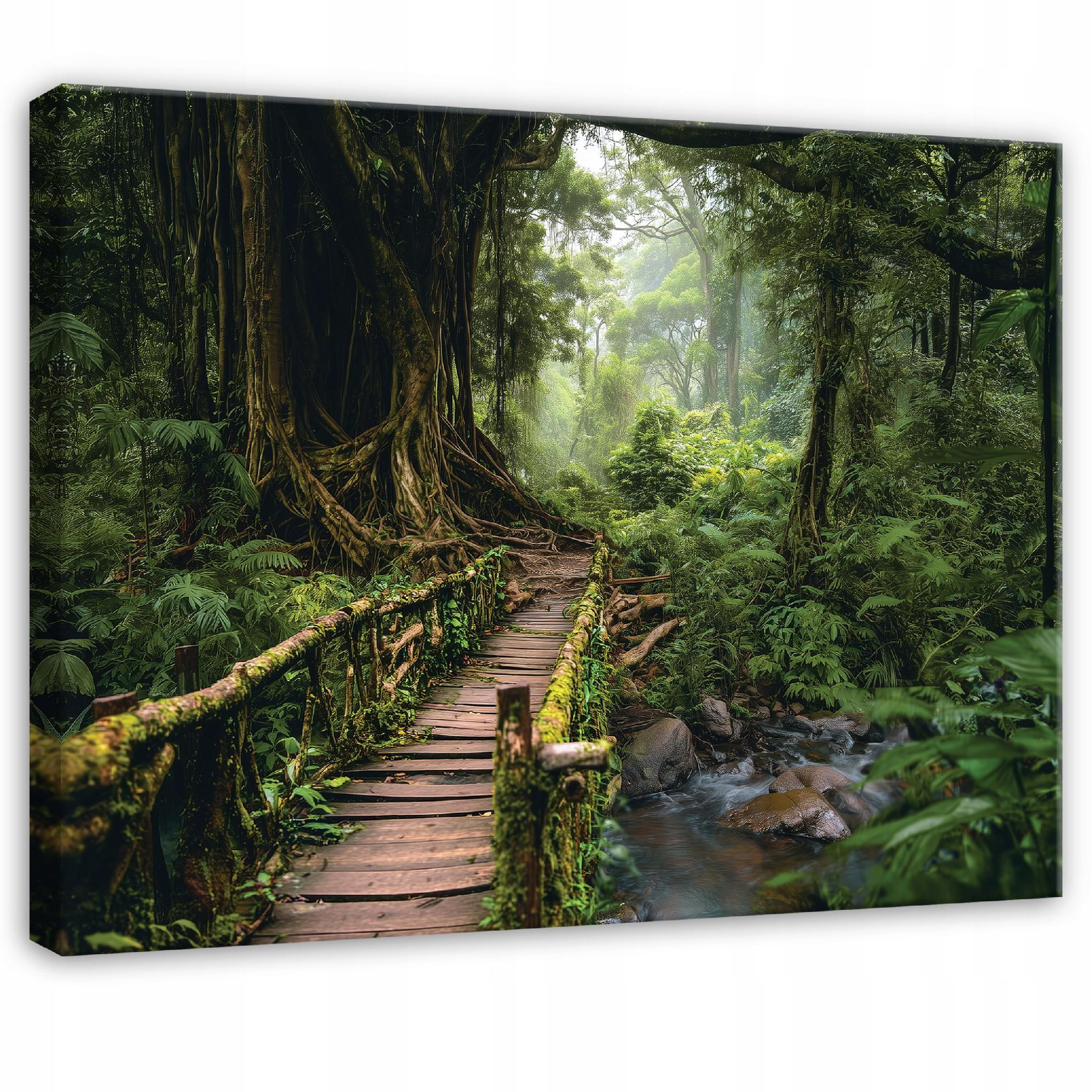 LEINWANDBILD Wald Bäume Grün 120x80 cm - Multicolor, Holzwerkstoff (120/80cm) - Wallarena