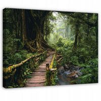 LEINWANDBILD Wald Bäume Grün 120x80 cm - Multicolor, Holzwerkstoff (120/80cm) - Wallarena