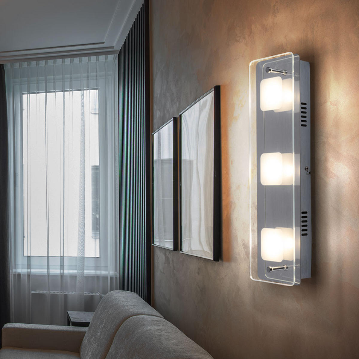 LED WANDLEUCHTE JEMINA Silber Chrom Glas - Silberfarben, Glas (12/6.2/42cm) - Globo Lighting