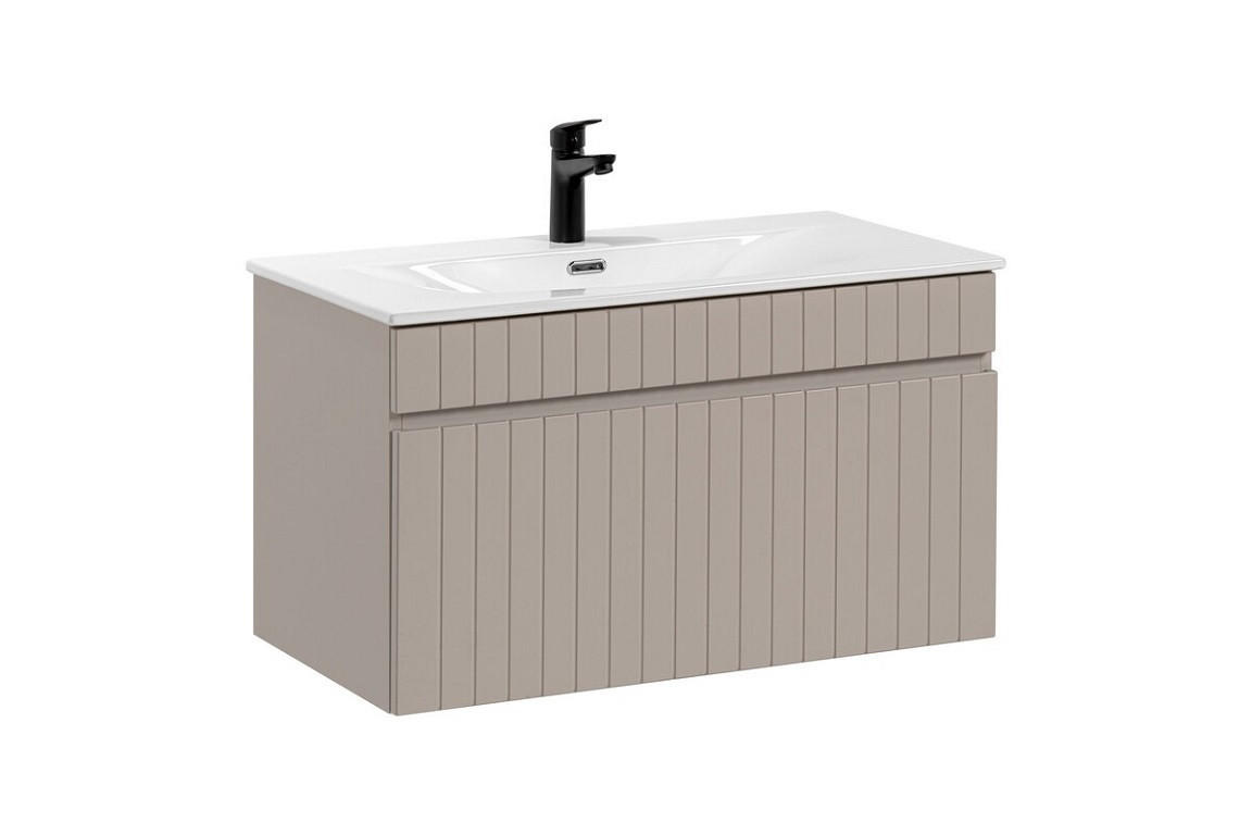 BADMÖBEL-SET 2 Teile - Iconic Cashmere I BM246 in Kaschmir Matt/Coast Evoke Eiche - Kaschmir, Holz (60/46/46cm)