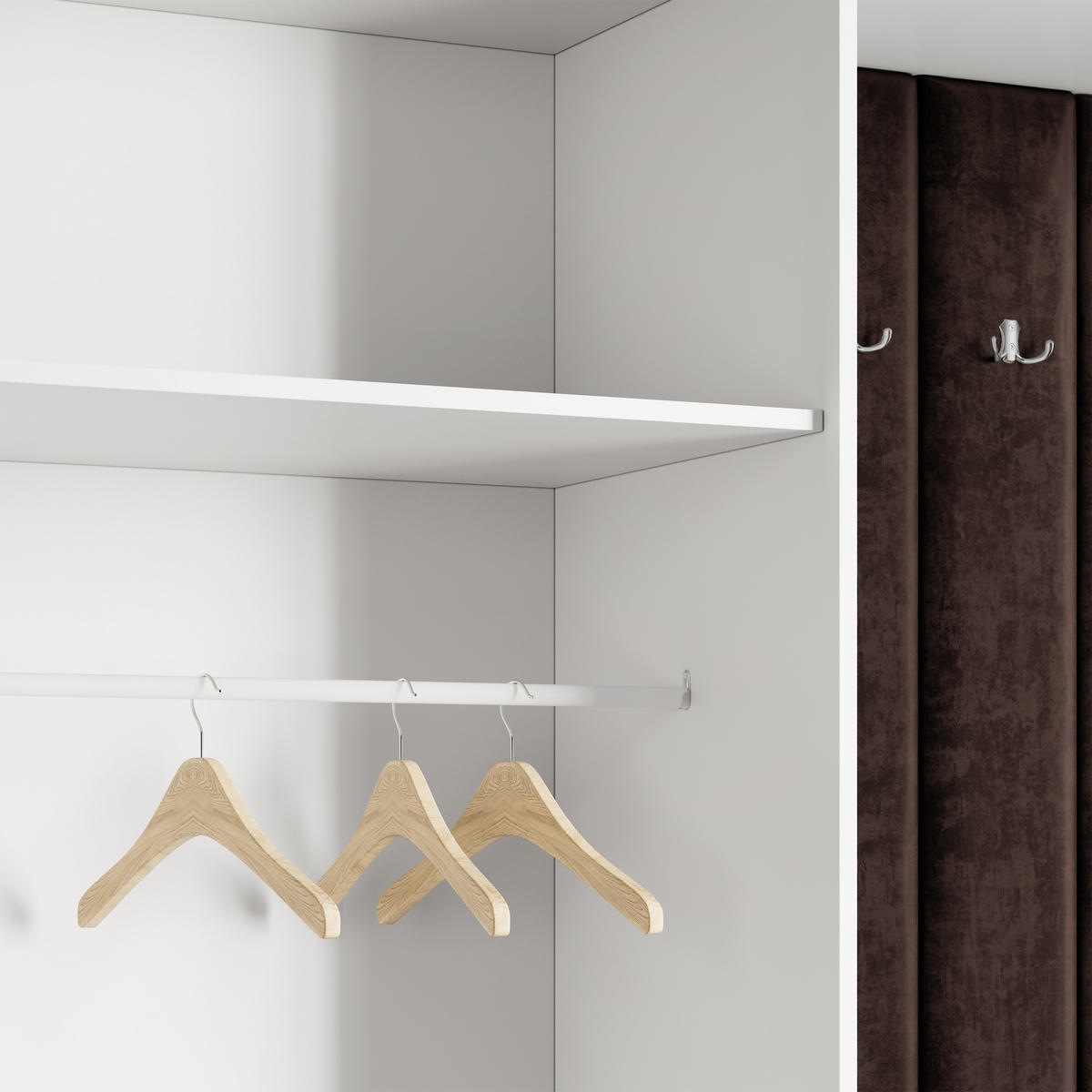 GARDEROBENSCHRANK REMA 120/240/60 cm Modern Garderobe-Set Weiß - Weiß/Braun, Holzwerkstoff (120/240/60cm) - MASSENO