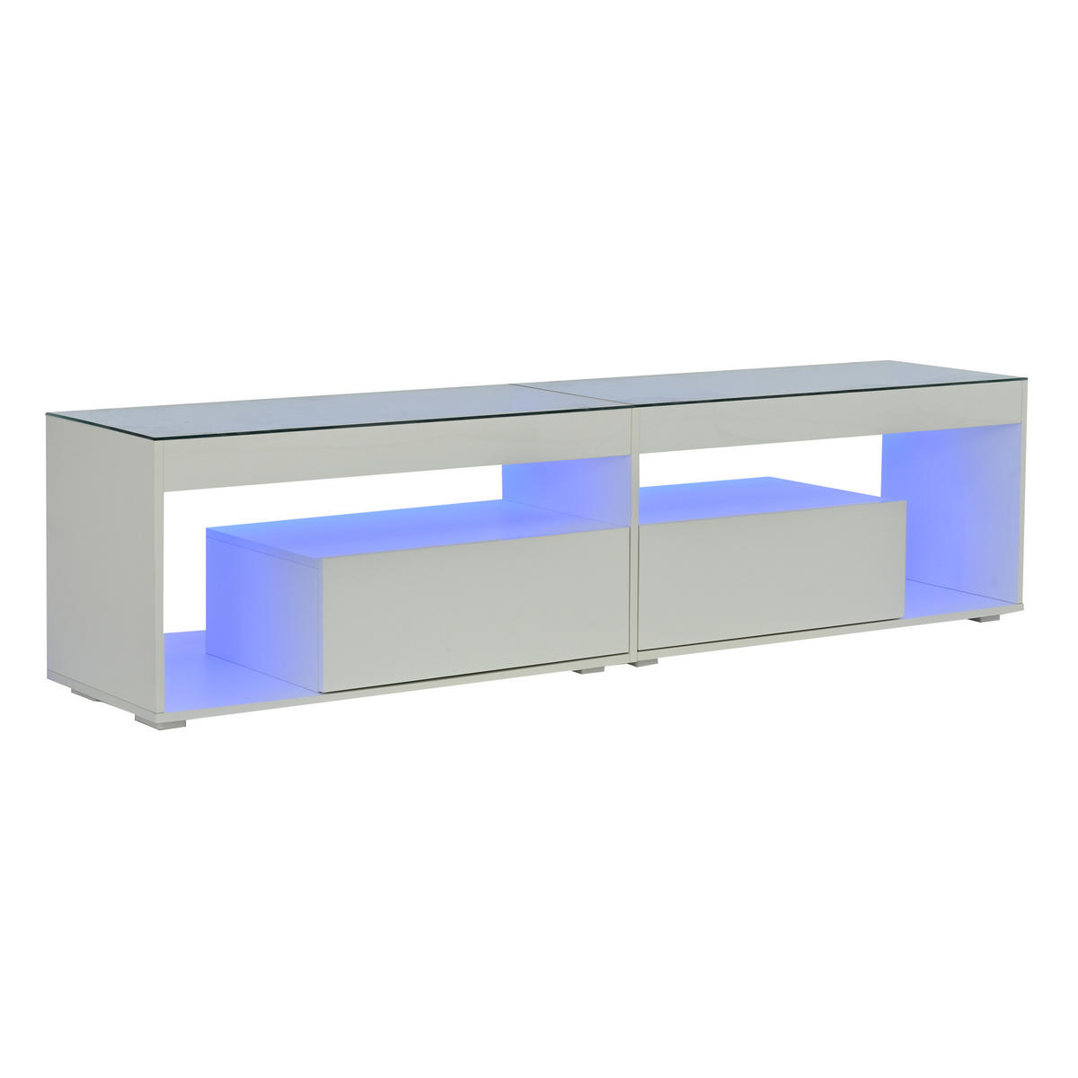TV-ELEMENT180X40X46CM LED-Beleuchtung Weiß Hochglanz für 70-Zoll-Fernseher - Weiß, Holz (49.53/19.69/73.03cm) - Raelunyi