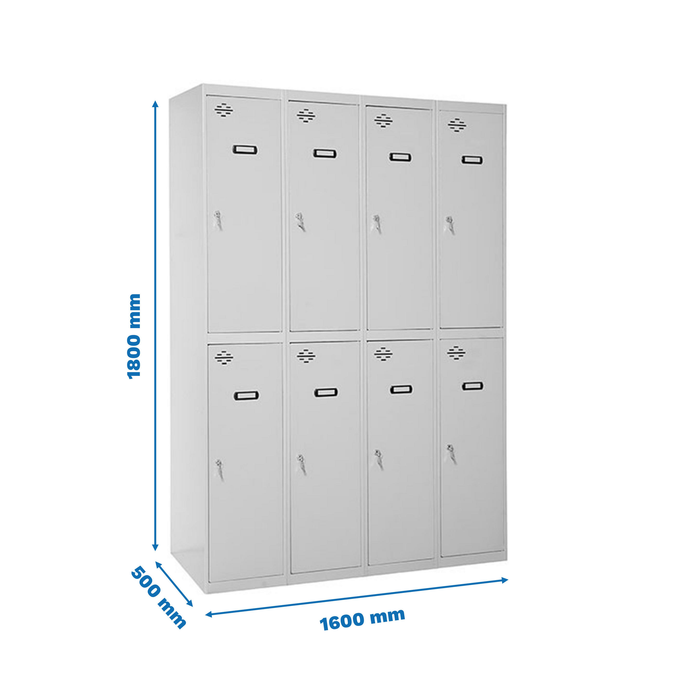 SPIND Amego 8 Abteile HxBxT 180 x 160 x 50 cm Abteilbreite 40 cm - Hellgrau, Metall (160/180/50cm) - PROREGAL