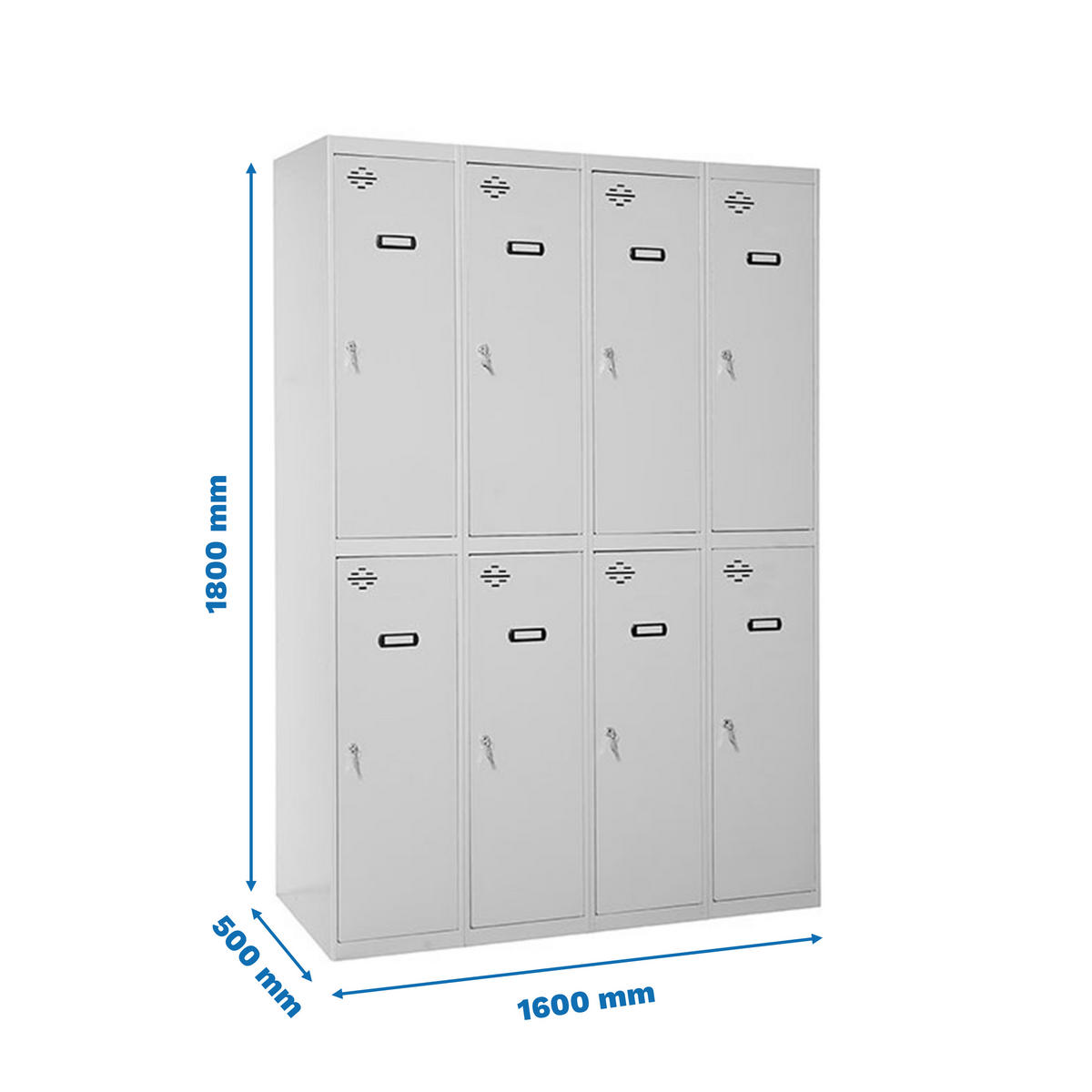 SPIND Amego 8 Abteile HxBxT 180 x 160 x 50 cm Abteilbreite 40 cm - Hellgrau, Metall (160/180/50cm) - PROREGAL