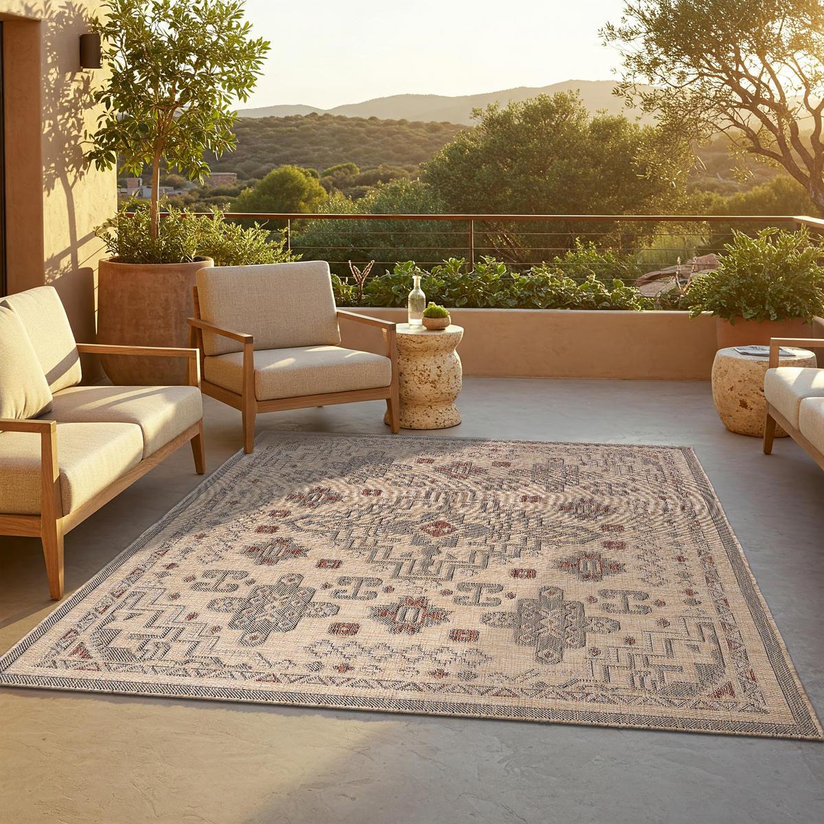TEPPICH YUCANA Beige Outdoor Flachgewebe 120/170 cm - Beige, Textil (120/170cm) - Tapiso