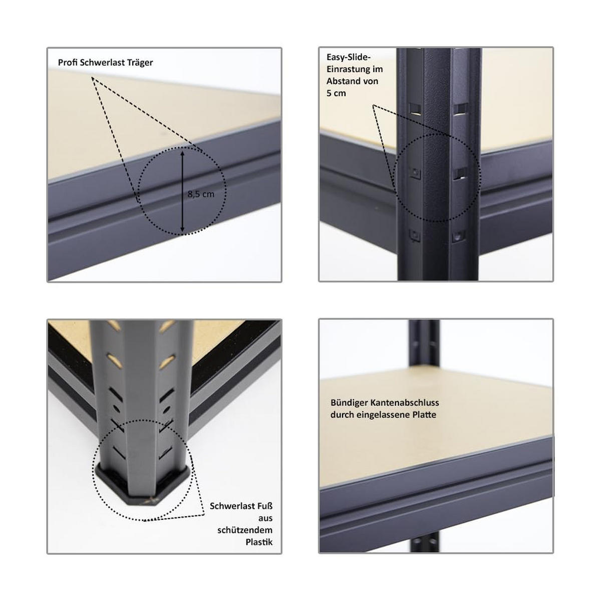SCHWERLASTREGAL Dino 2er-Set mit 2x 180x90x60 cm Fachlast 600 kg Schwarz - Schwarz, Metall (180/180/60cm) - PROREGAL
