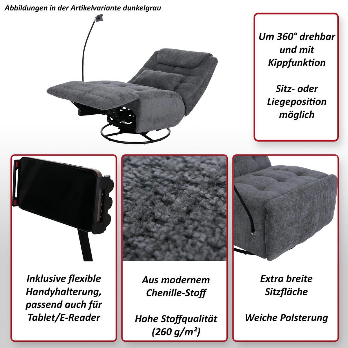 RELAXSESSEL Orange - Terracotta/Orange, Textil (82/96/163cm) - MCW