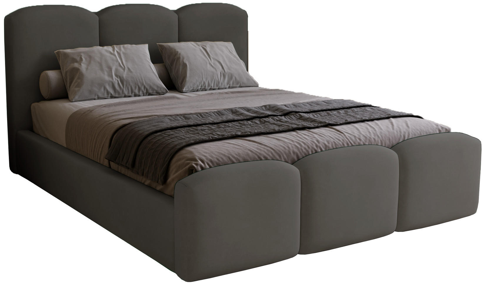 POLSTERBETT 200x200 cm Capri mit Bettkasten, Samt, Dunkelgrau - Dunkelgrau, Holz/Textil (200/200cm) - Emporius