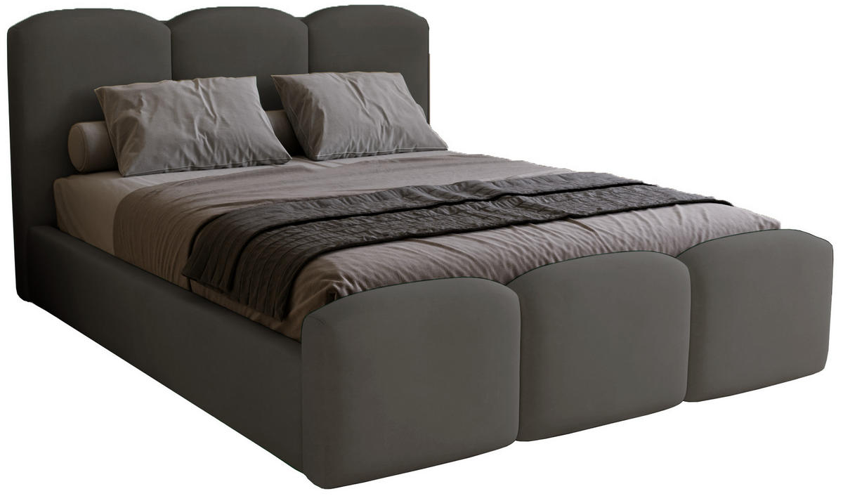 POLSTERBETT 200x200 cm Capri mit Bettkasten, Samt, Dunkelgrau - Dunkelgrau, Holz/Textil (200/200cm) - Emporius