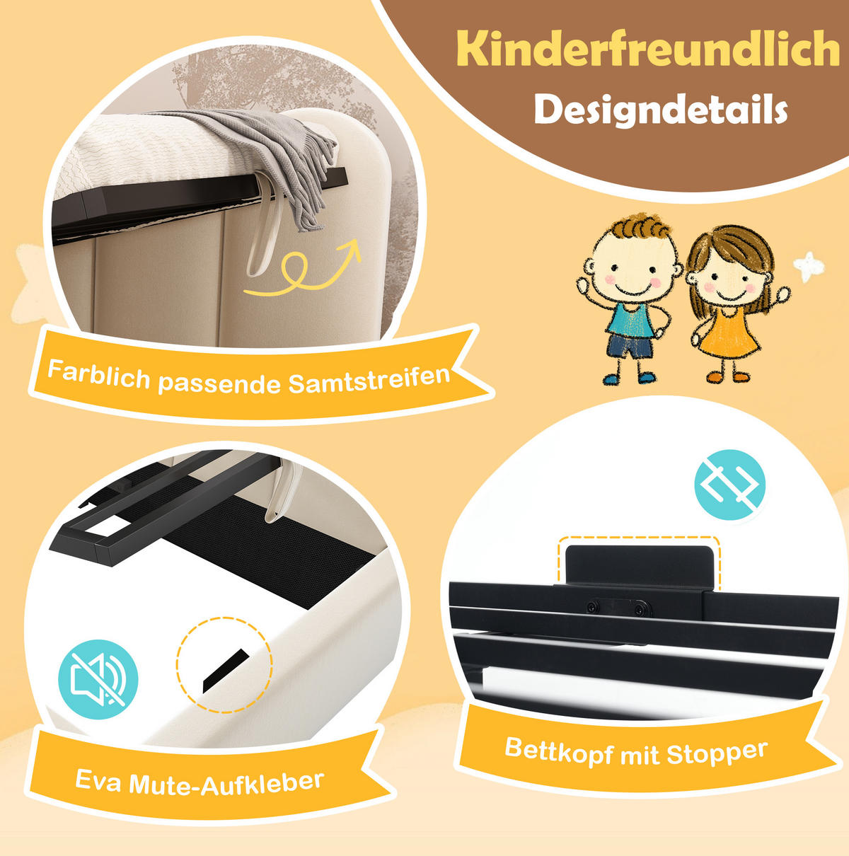 TAGESBETT 90/190 cm Beige aus Samt mit Stauraum - Beige, Textil (90/190cm) - OKMYHOME