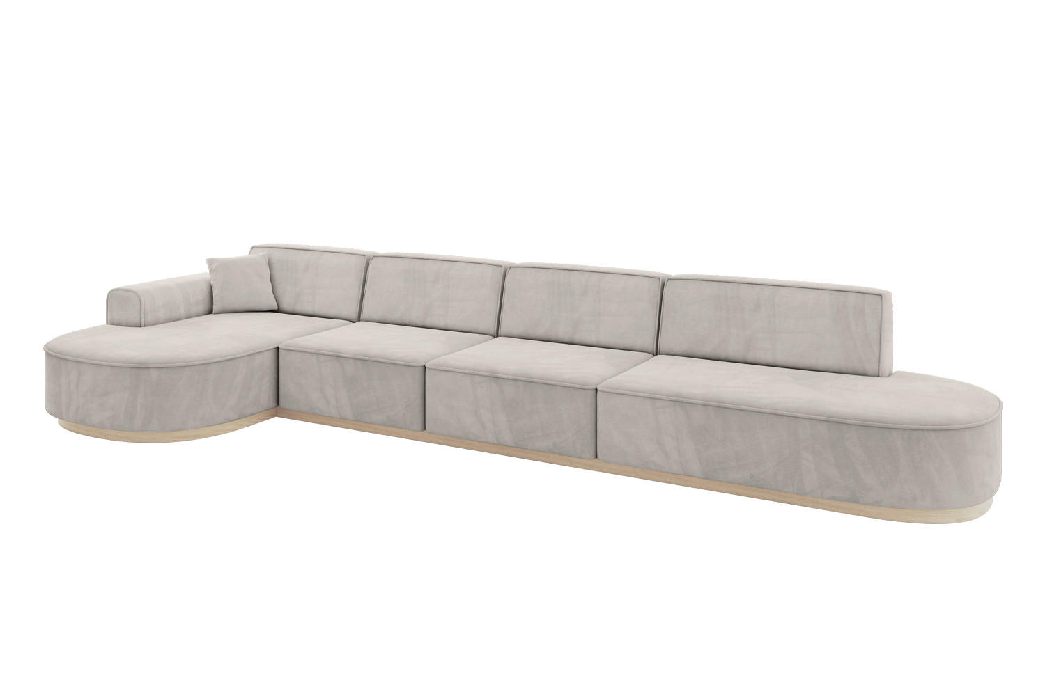 ECKSOFA Ottomane Links MARI-L3-v1 - 413x171x83 cm Hellbraun Velours - Hellbraun, Holzwerkstoff/Textil (413/171cm) - ALTDECOR