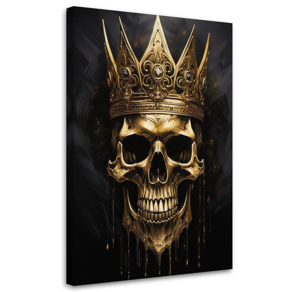 WANDBILD goldschädel mit glamourkrone - Goldfarben, Textil (70/100cm) - Feeby