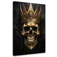 WANDBILD goldschädel mit glamourkrone - Goldfarben, Textil (70/100cm) - Feeby
