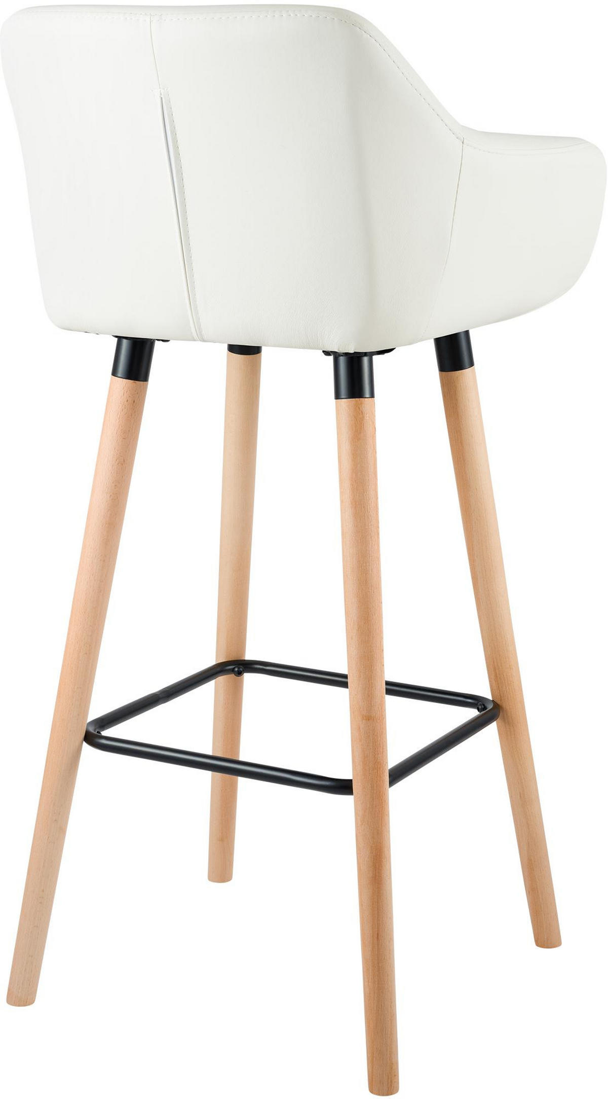 BARHOCKER 2er Set Lederlook Creme - Eukalyptusholzfarben/Creme, Holz/Textil (55/99/46cm) - CLP