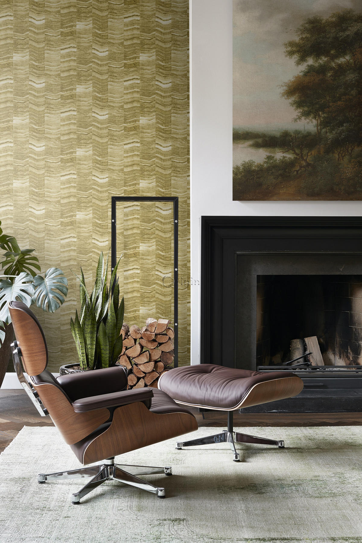 TAPETE Zick-Zack-Mamorstreifen 53 cm x 10.05 m - Gelb, Papier (53/1000cm) - Origin Wallcoverings
