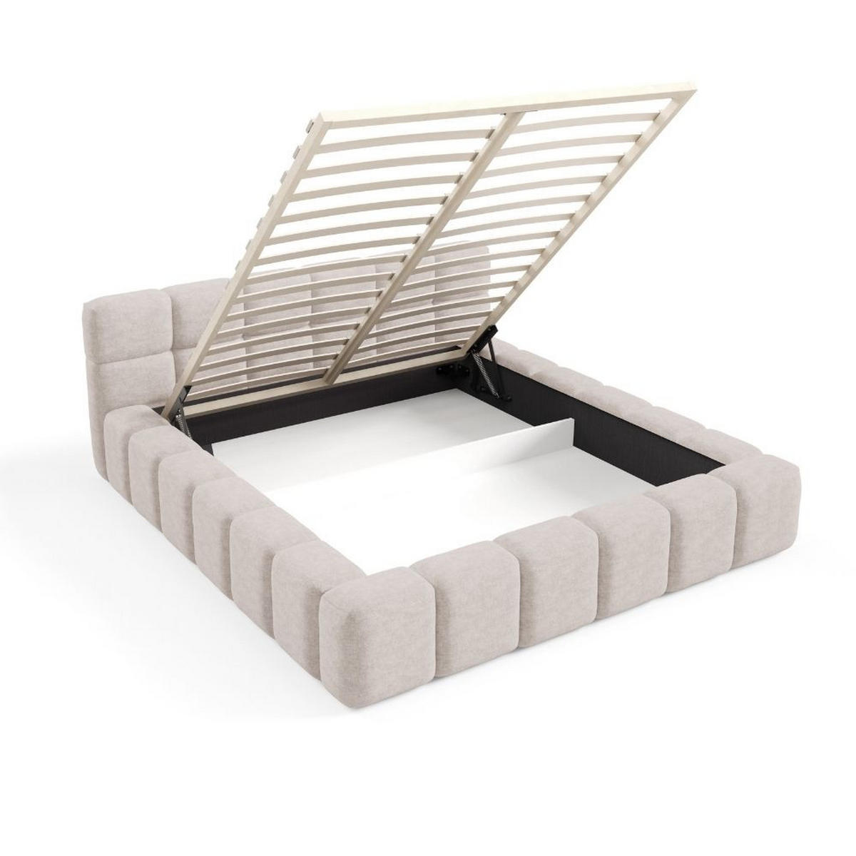 POLSTERBETT NUBO Premium 160x200 cm mit Bettkasten – PERFECT HARMONY 90 - Dunkelgrau, Holz (160/200cm) - Dekori_Interiors
