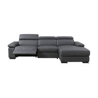 ECKSOFA Plutone Echtleder mit 1 x Relaxfunktion Anthrazit - Anthrazit, Leder/Metall (165/286cm)