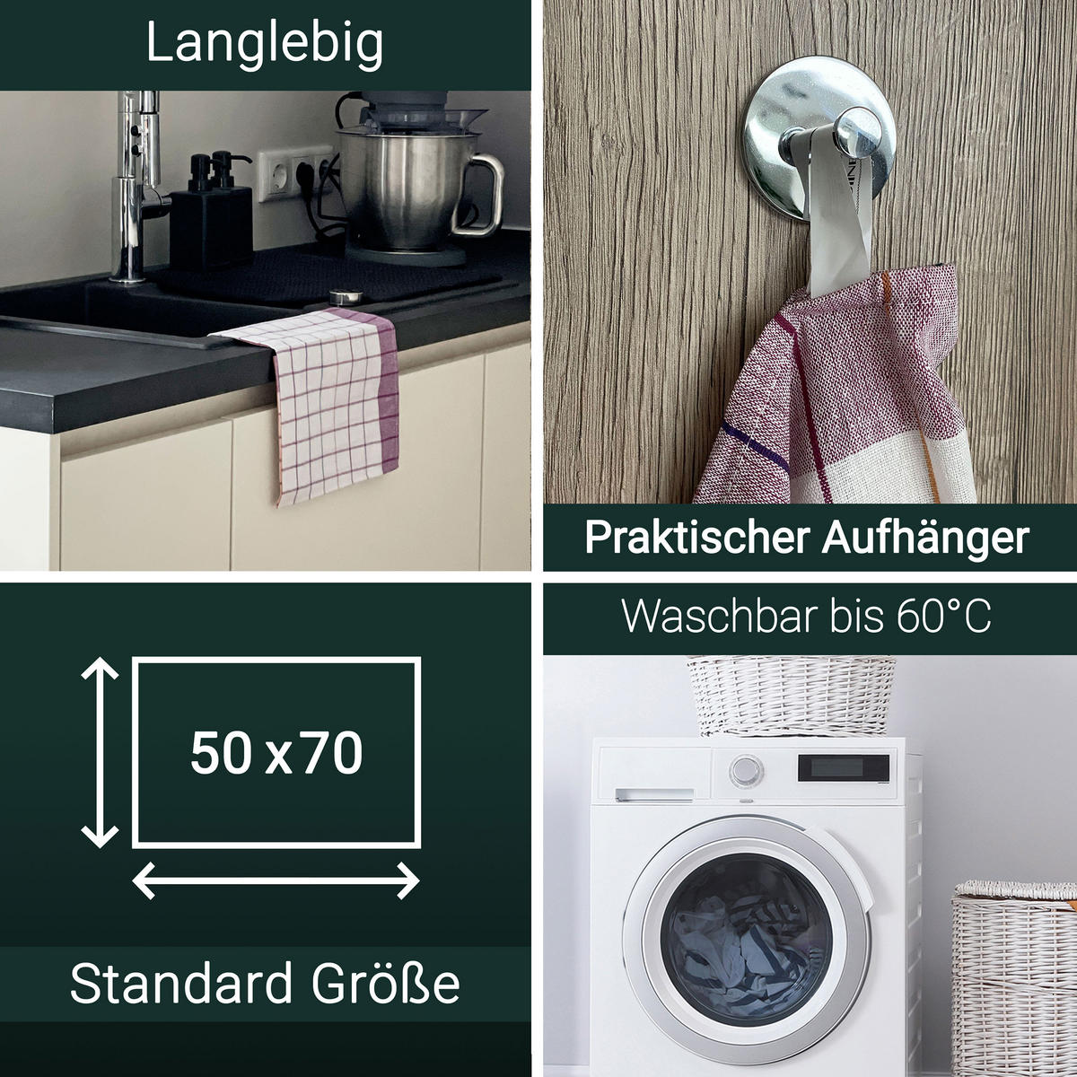 GESCHIRRTÜCHER, 10er-Set, 50x70 cm, 100% Baumwolle, farblich sortiert - Rot, Textil (50/70cm) - Zollner