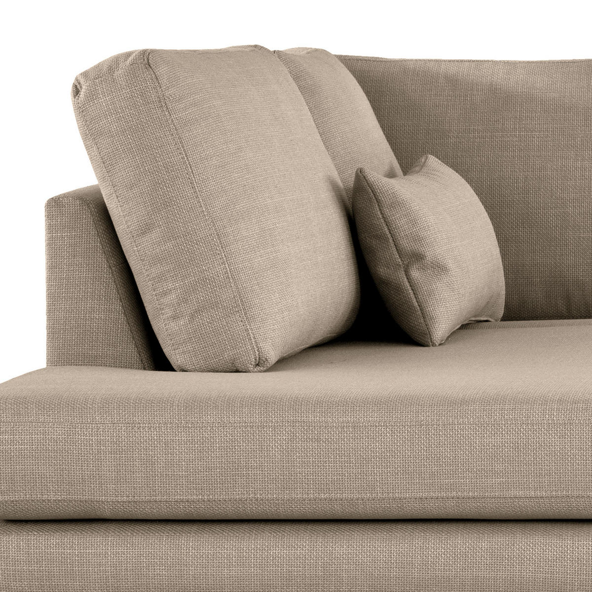 ECKSOFA mit Ottomane - Taupe/Eichefarben, Eichenholz/Textil (287/219cm) - home24