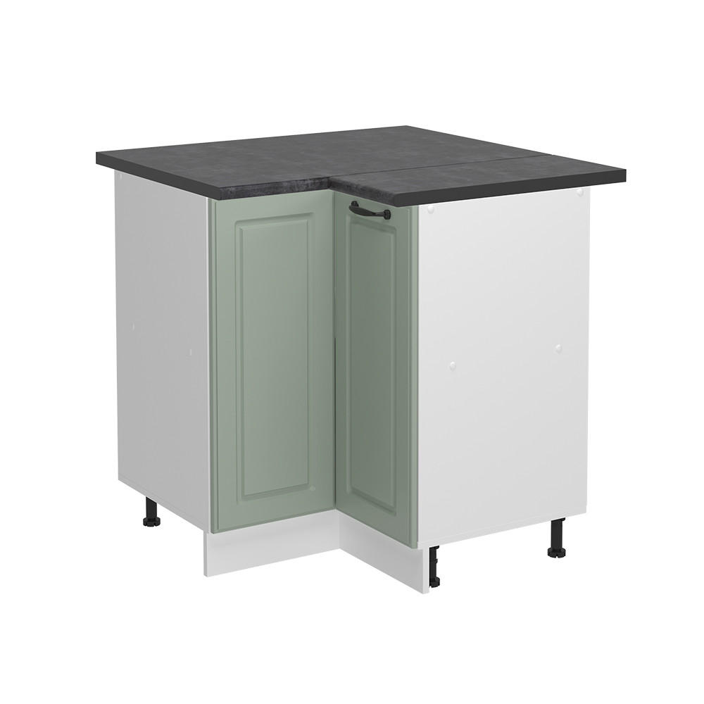 ECKUNTERSCHRANK R-Line, Mint Landhaus/Weiß, 75.6 cm Arbeitsplatte Anthrazit - Weiß/Mintgrün, Holzwerkstoff (75.6/81.6/60cm) - Vicco