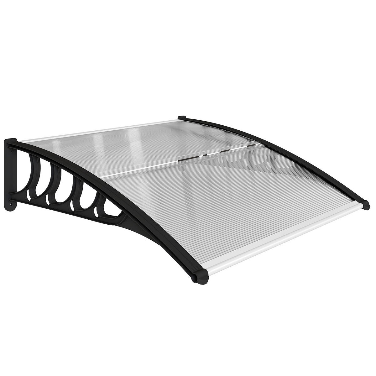 PULTVORDACH, Vordach, Alu, Schwarz - Schwarz, Kunststoff (96.5/27/103cm) - Outsunny