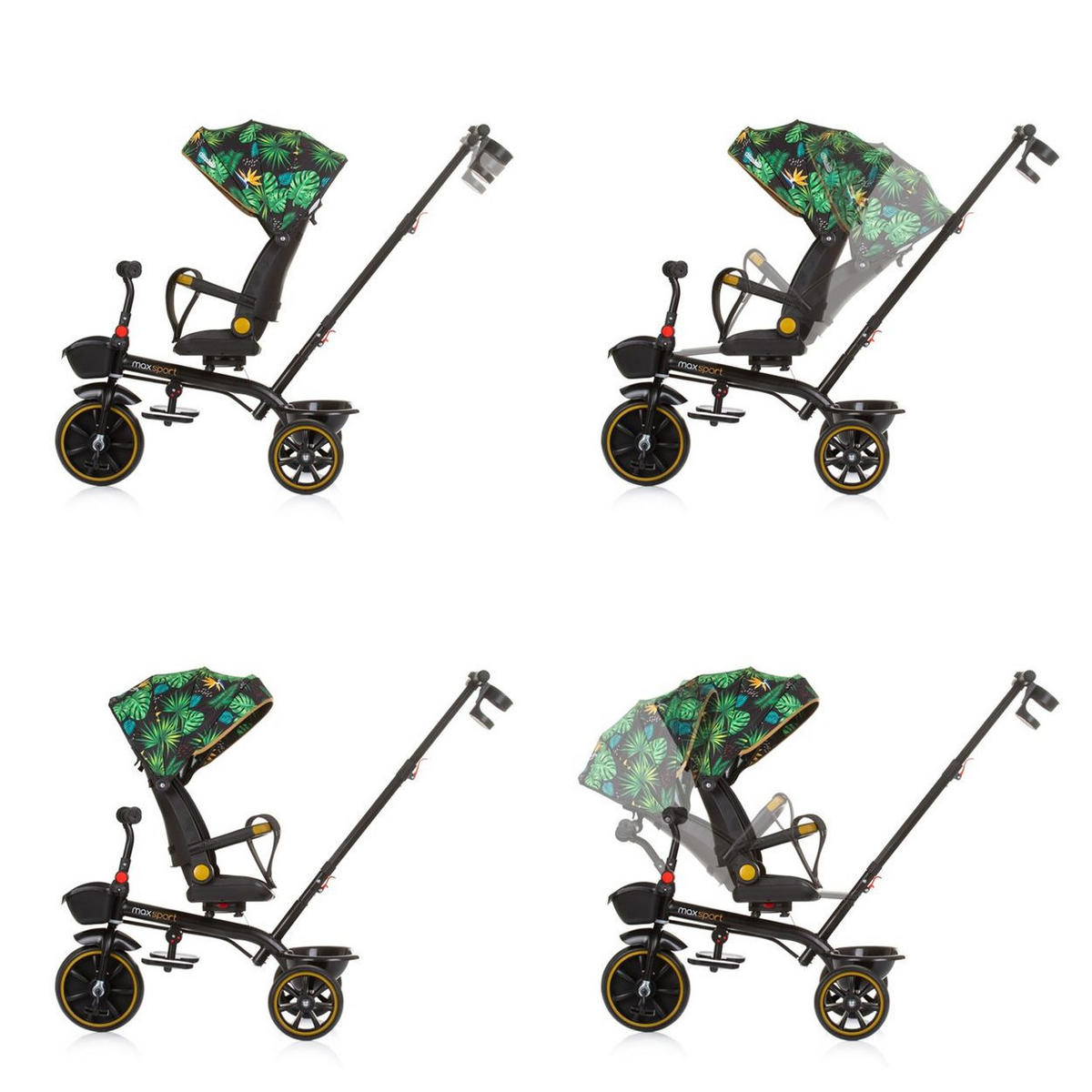 DREIRAD Max Sport 2 in 1 grün Dreirad, Becherhalter, Sitz umkehrbar, Korb - Multicolor, Metall (116/50/95cm) - Chipolino